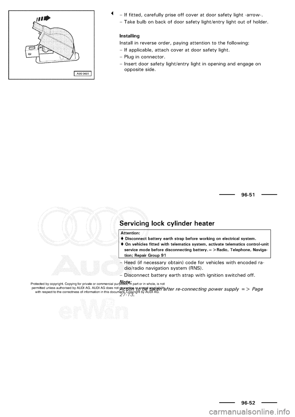 AUDI A3 1998 8L / 1.G Electrical System Workshop Manual 