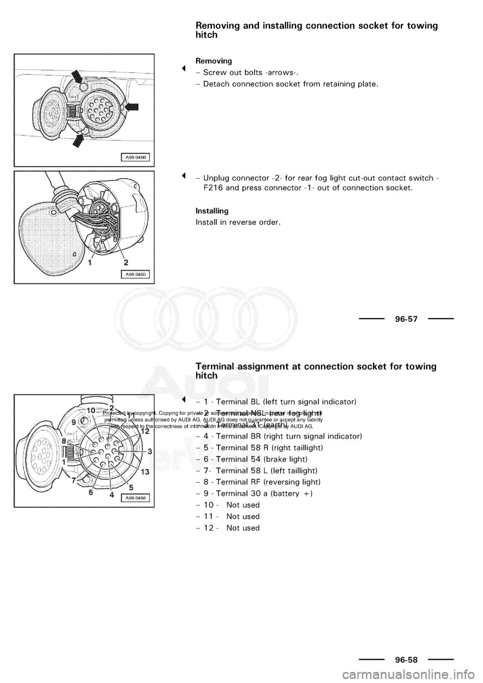 AUDI A3 1998 8L / 1.G Electrical System Workshop Manual 