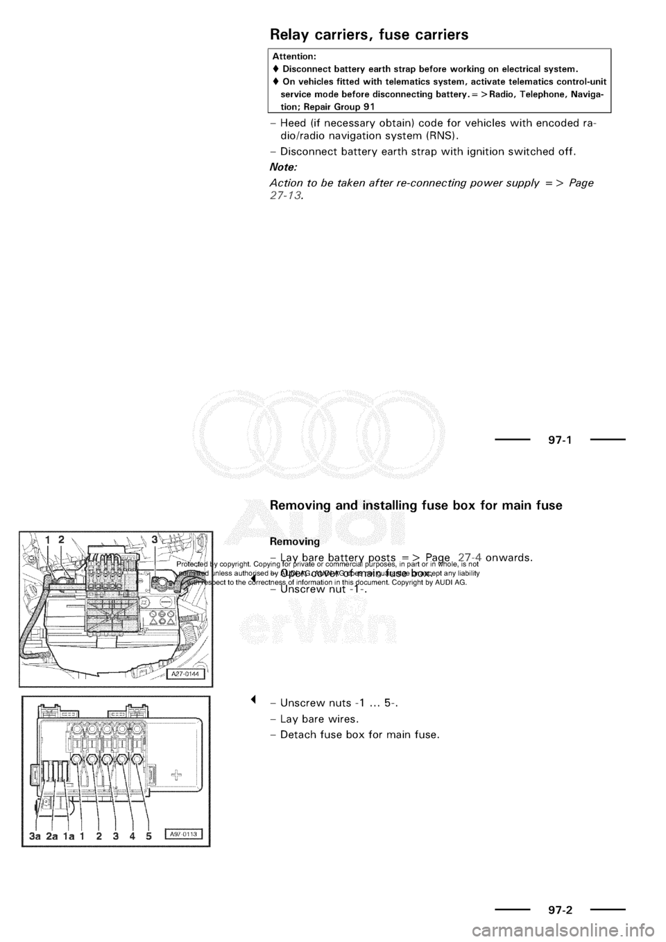 AUDI A3 1998 8L / 1.G Electrical System Workshop Manual 