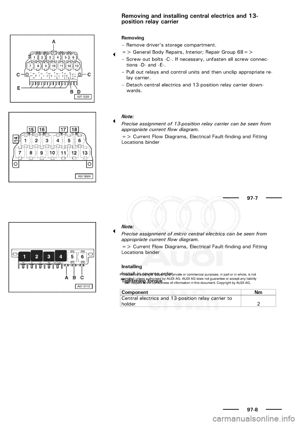 AUDI A3 1998 8L / 1.G Electrical System Workshop Manual 