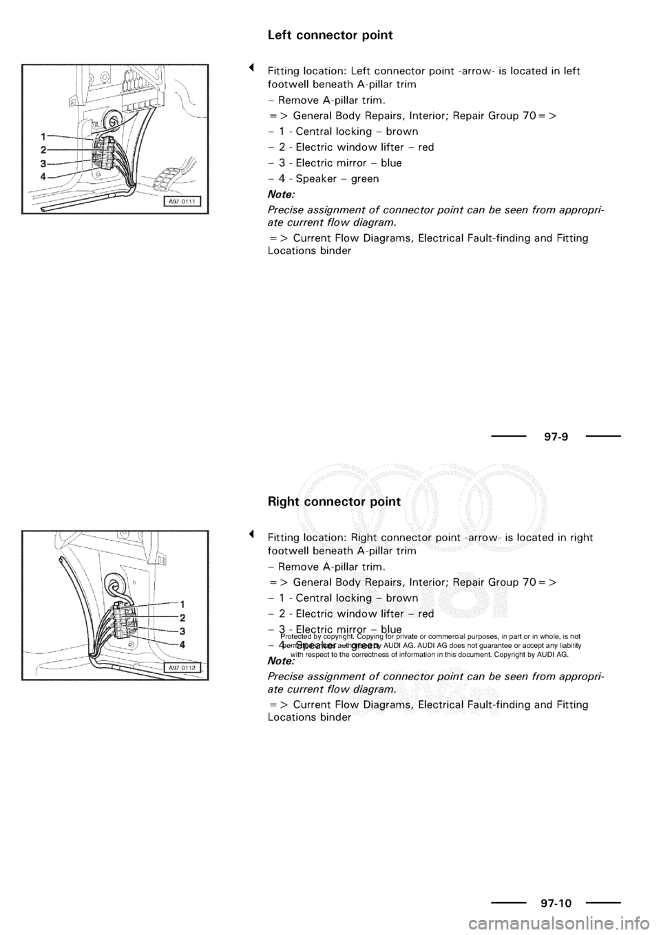 AUDI A3 1998 8L / 1.G Electrical System Workshop Manual 