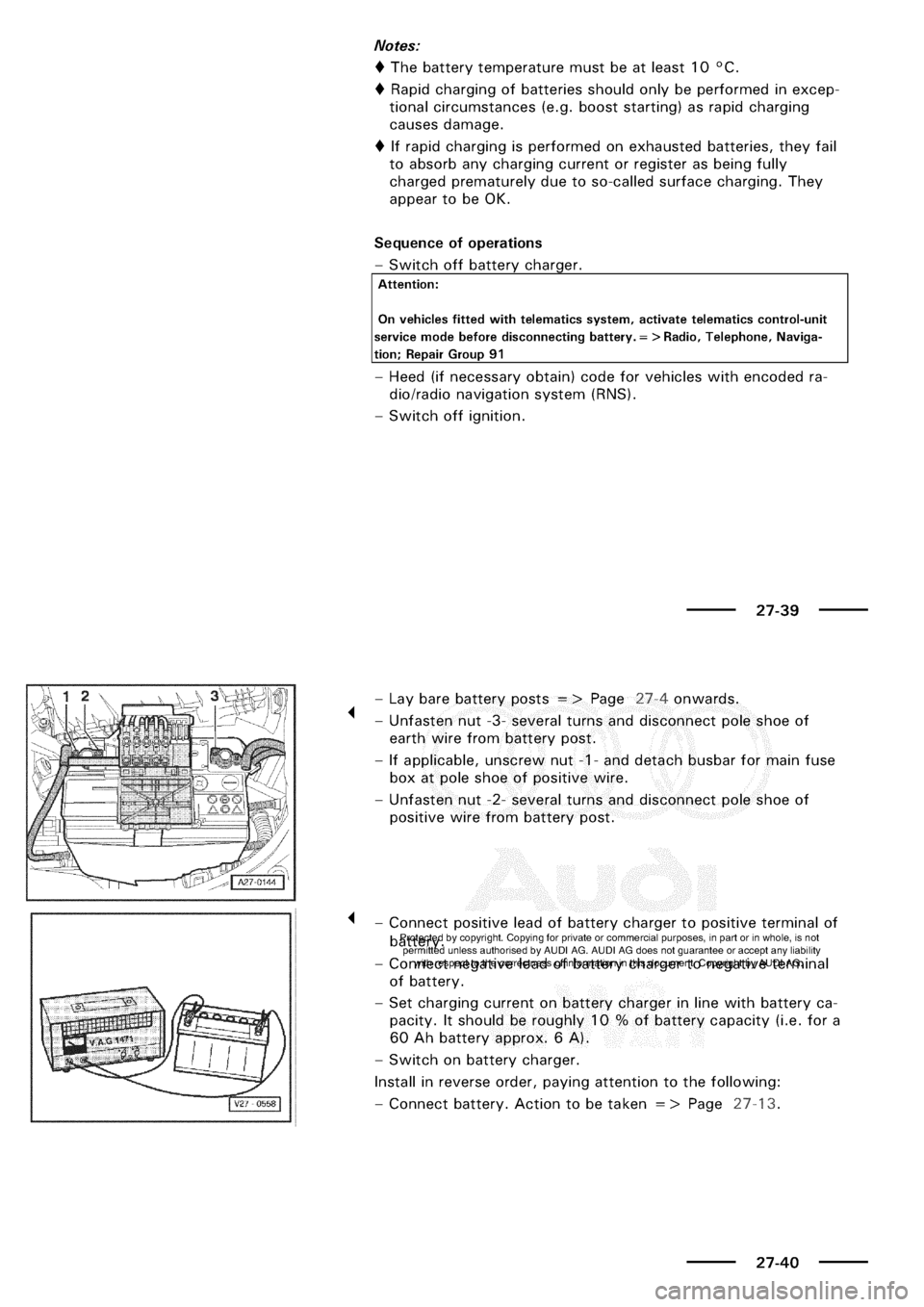AUDI A3 1998 8L / 1.G Electrical System Workshop Manual 