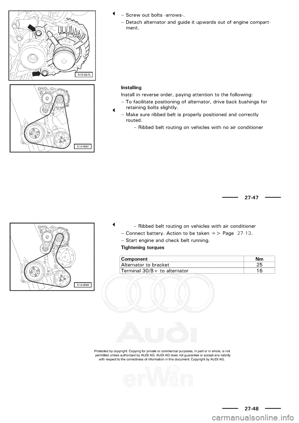 AUDI A3 1998 8L / 1.G Electrical System Workshop Manual 