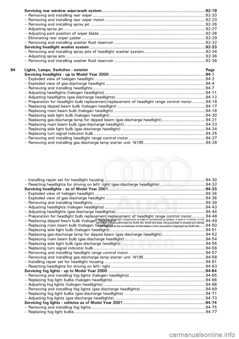 AUDI A3 1998 8L / 1.G Electrical System Workshop Manual 