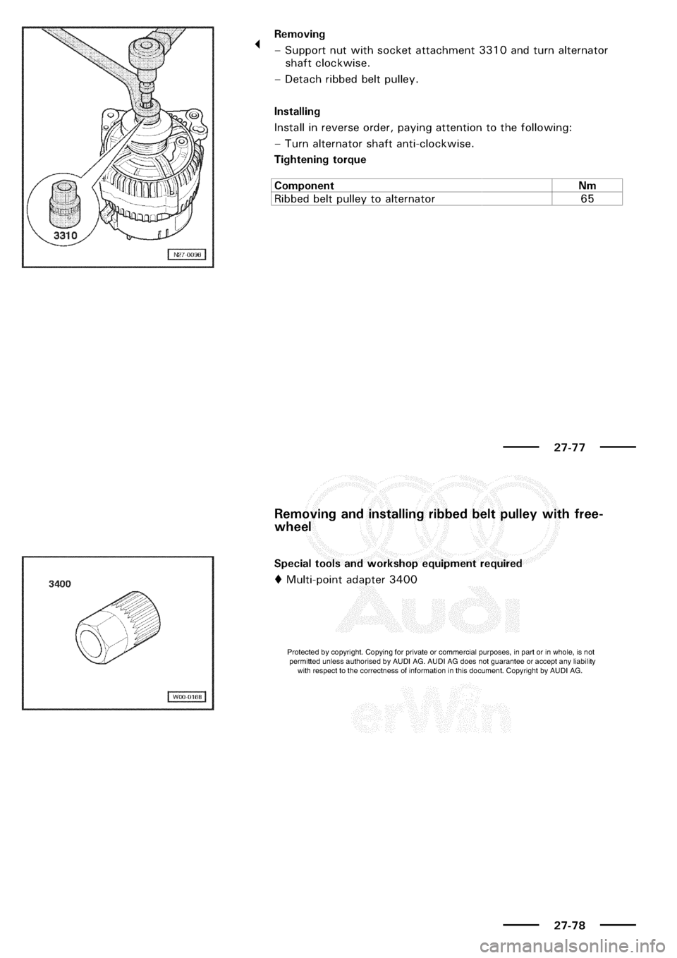 AUDI A3 1998 8L / 1.G Electrical System Workshop Manual 