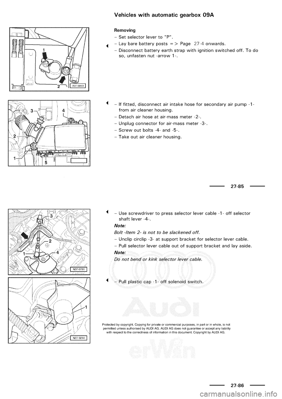 AUDI A3 1998 8L / 1.G Electrical System Workshop Manual 