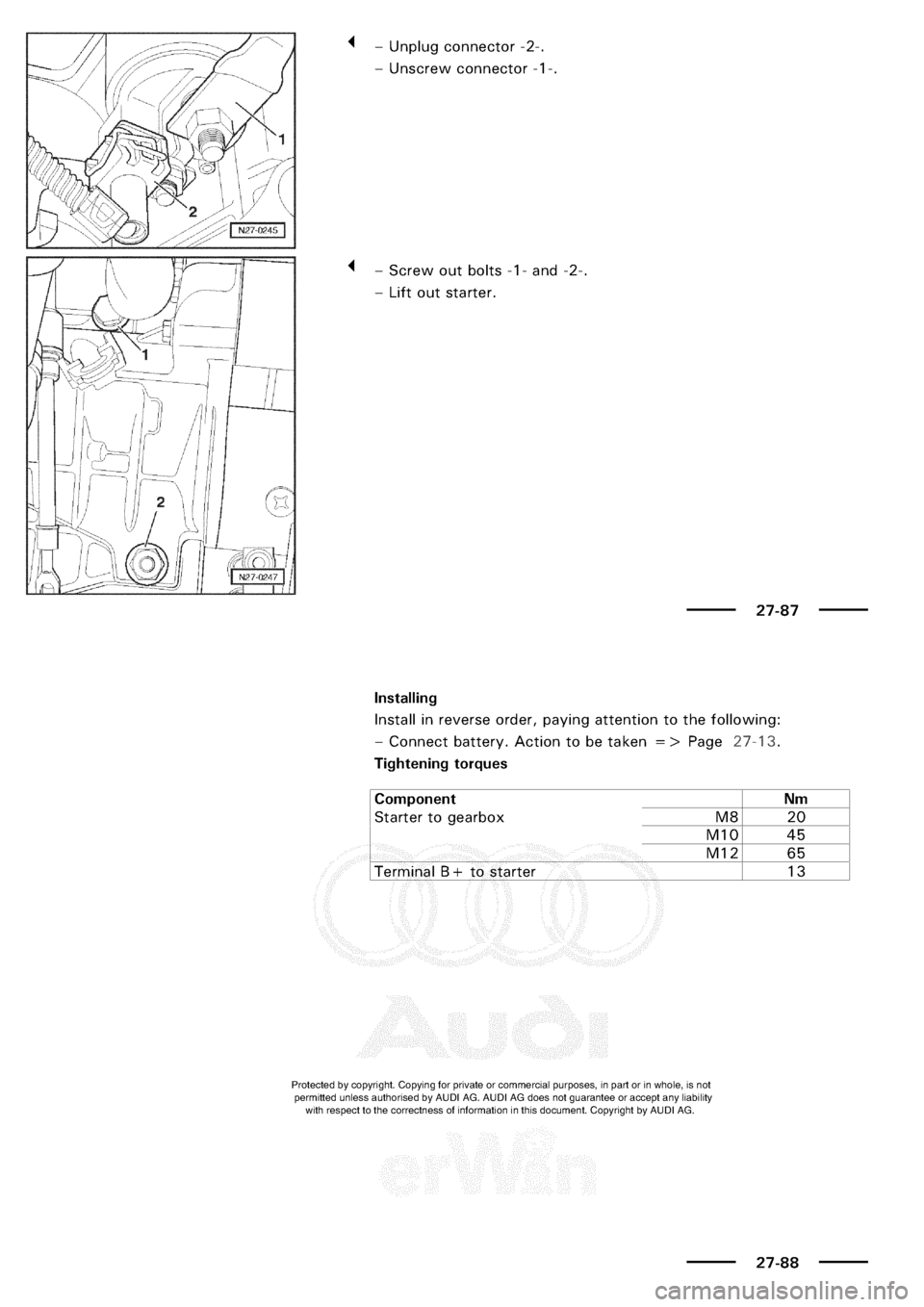 AUDI A3 1998 8L / 1.G Electrical System Workshop Manual 