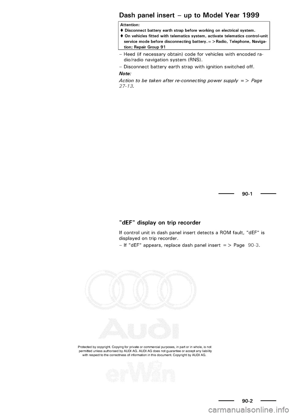 AUDI A3 1998 8L / 1.G Electrical System Workshop Manual 