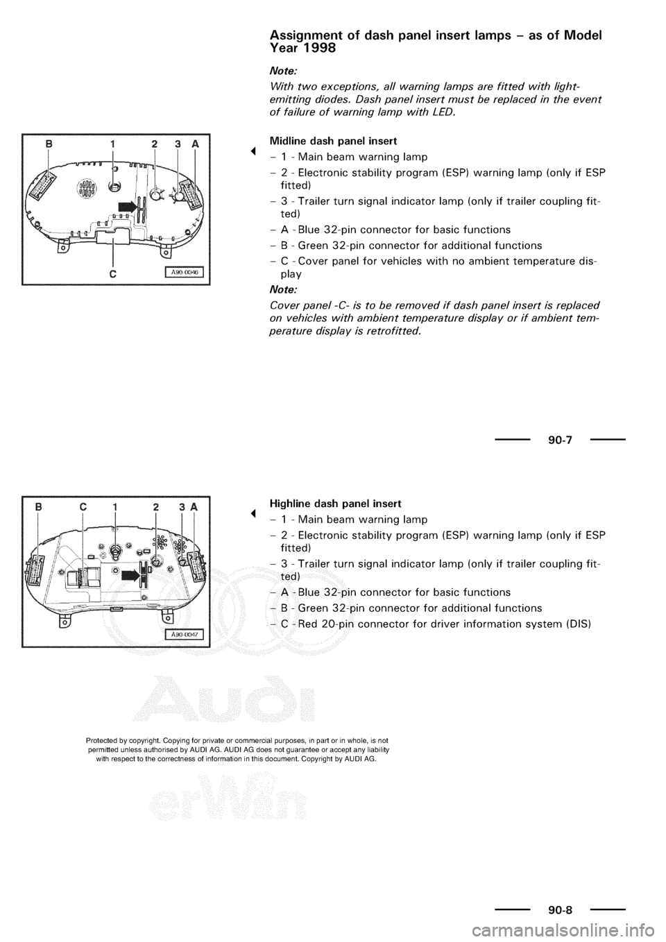 AUDI A3 1998 8L / 1.G Electrical System Workshop Manual 