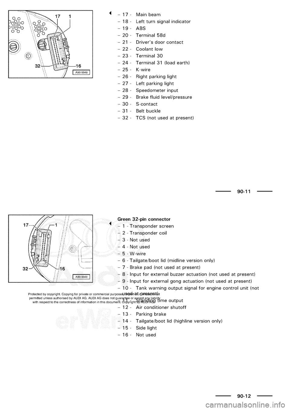 AUDI A3 1998 8L / 1.G Electrical System Workshop Manual 