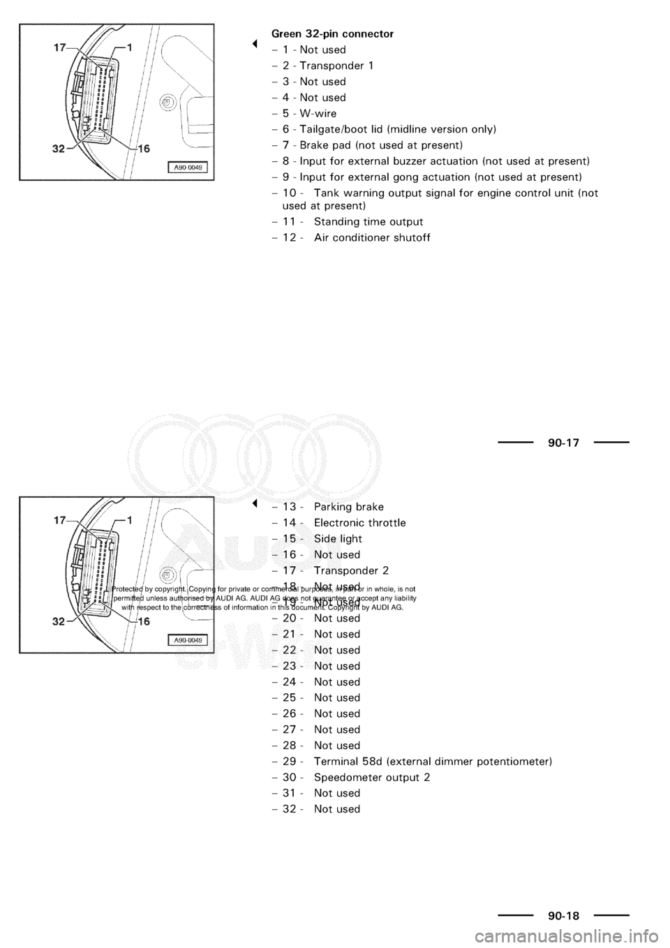 AUDI A3 1998 8L / 1.G Electrical System Workshop Manual 