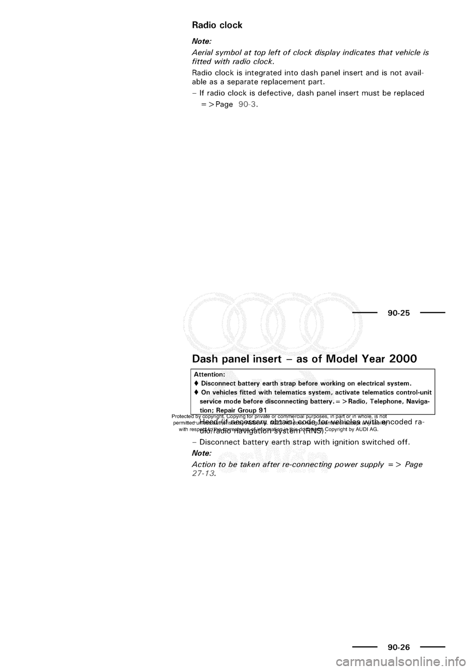 AUDI A3 1998 8L / 1.G Electrical System Workshop Manual 