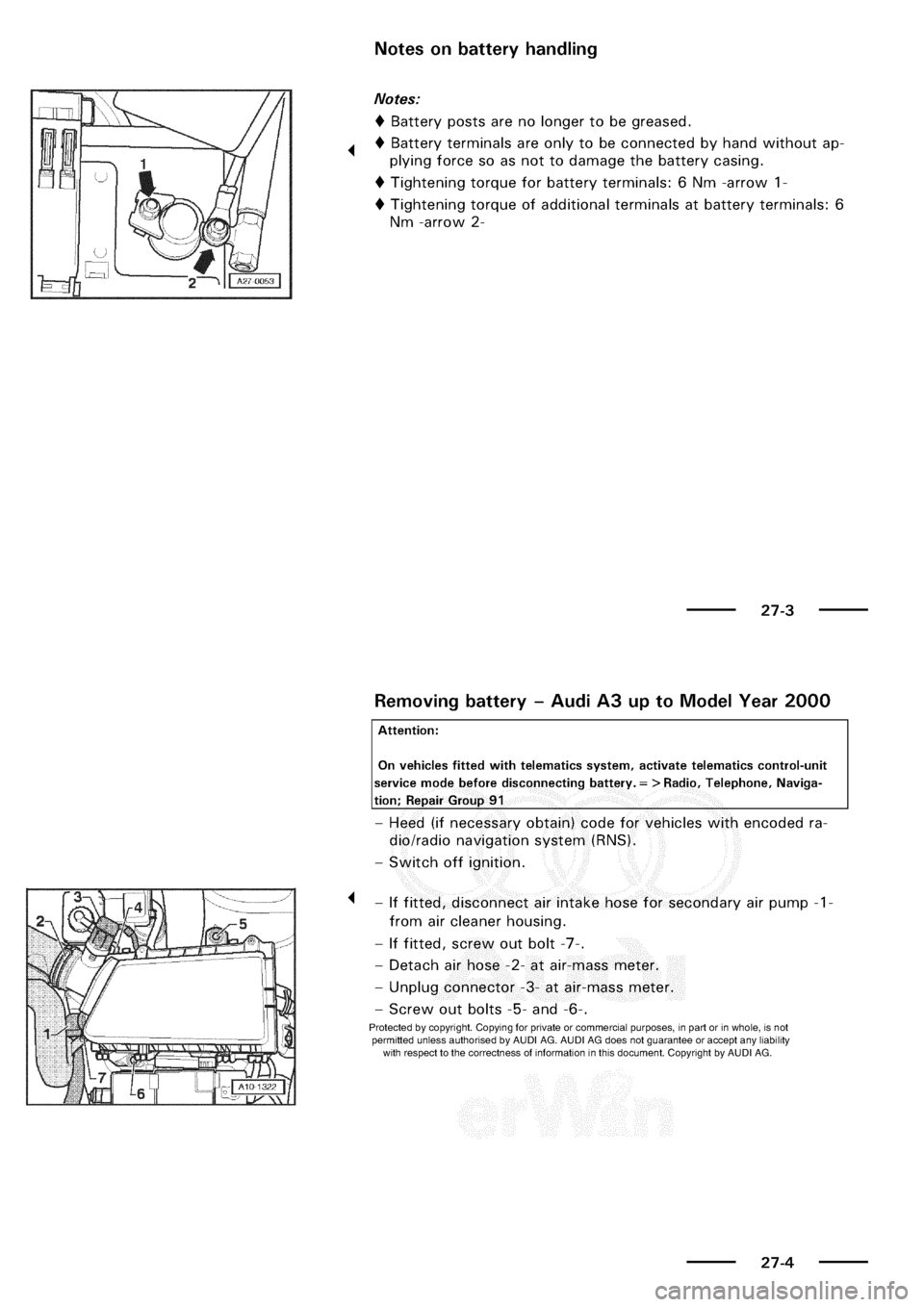 AUDI A3 1998 8L / 1.G Electrical System Workshop Manual 
