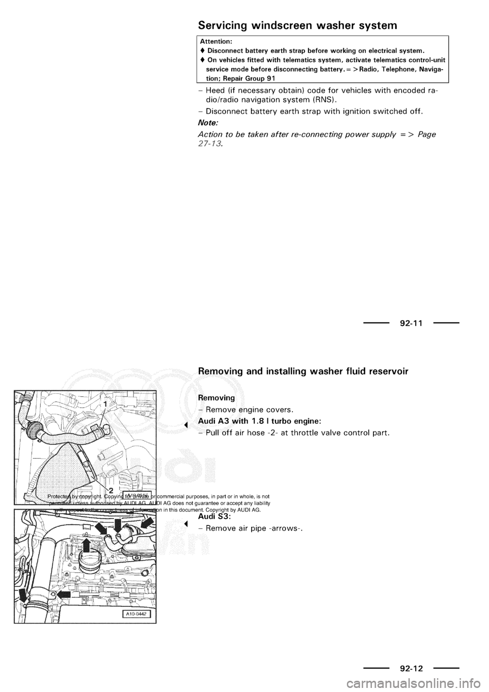 AUDI A3 1998 8L / 1.G Electrical System Workshop Manual 