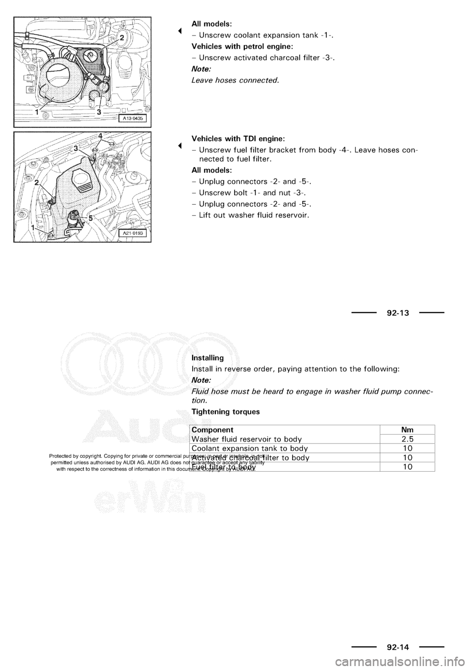 AUDI A3 1998 8L / 1.G Electrical System Workshop Manual 