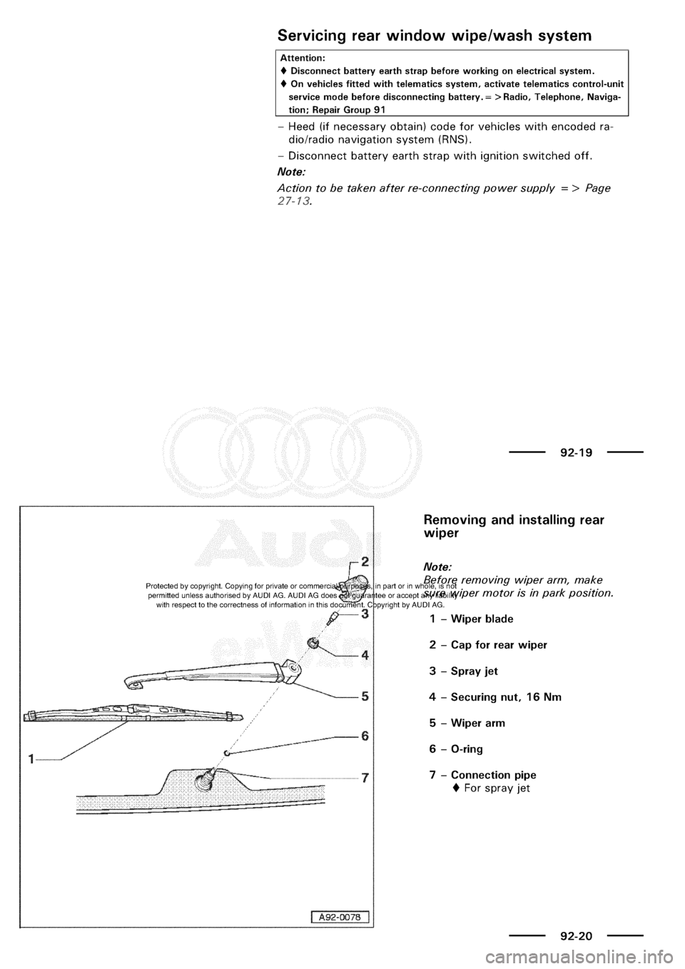AUDI A3 1998 8L / 1.G Electrical System Workshop Manual 