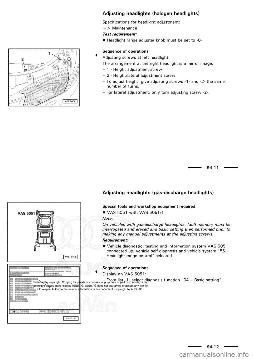 AUDI A3 1998 8L / 1.G Electrical System Workshop Manual 
