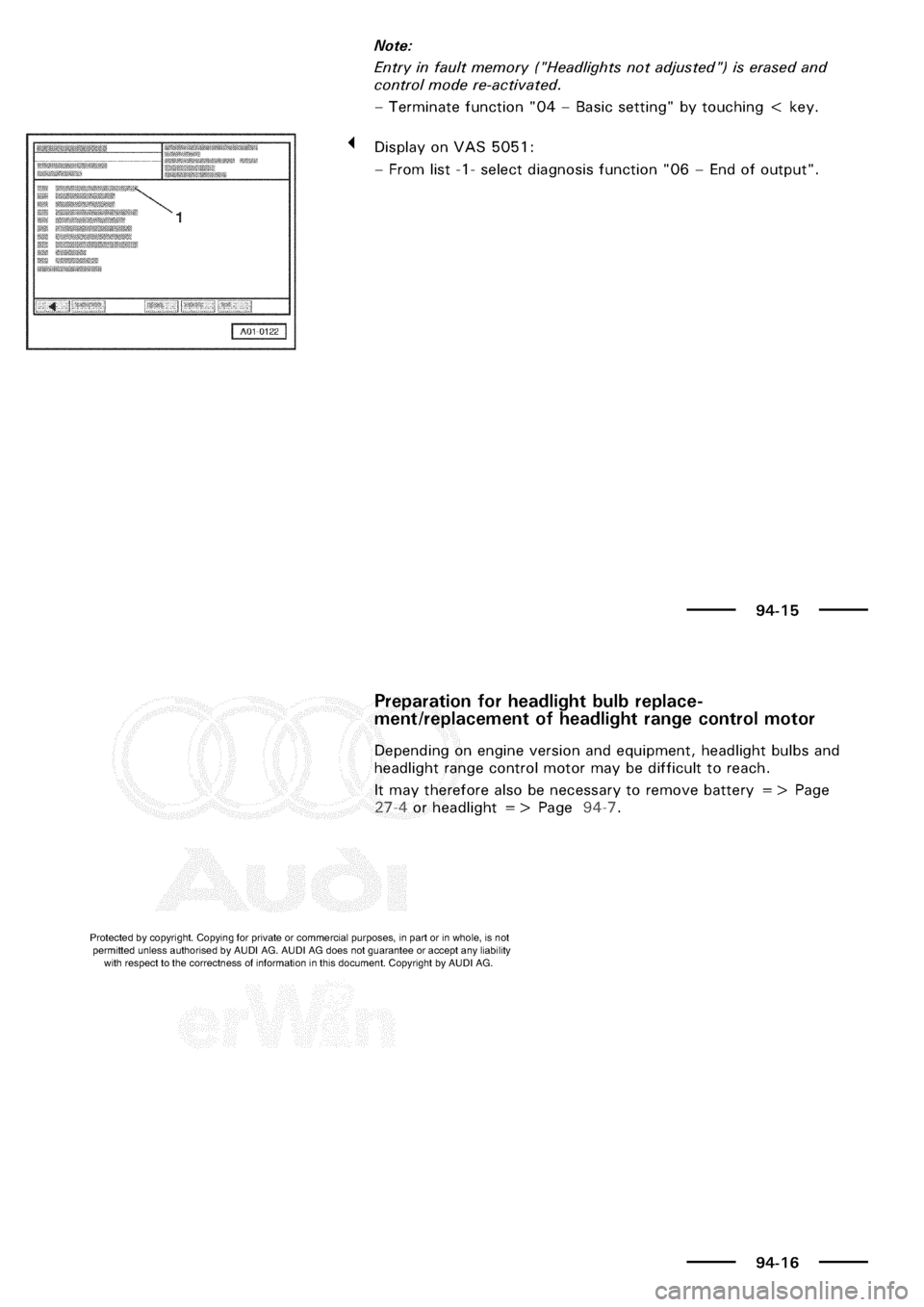AUDI A3 1998 8L / 1.G Electrical System Workshop Manual 