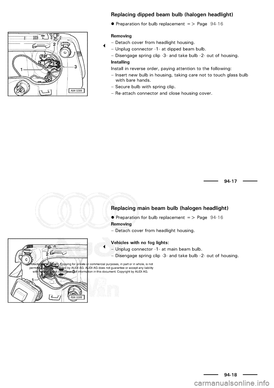 AUDI A3 1998 8L / 1.G Electrical System Workshop Manual 