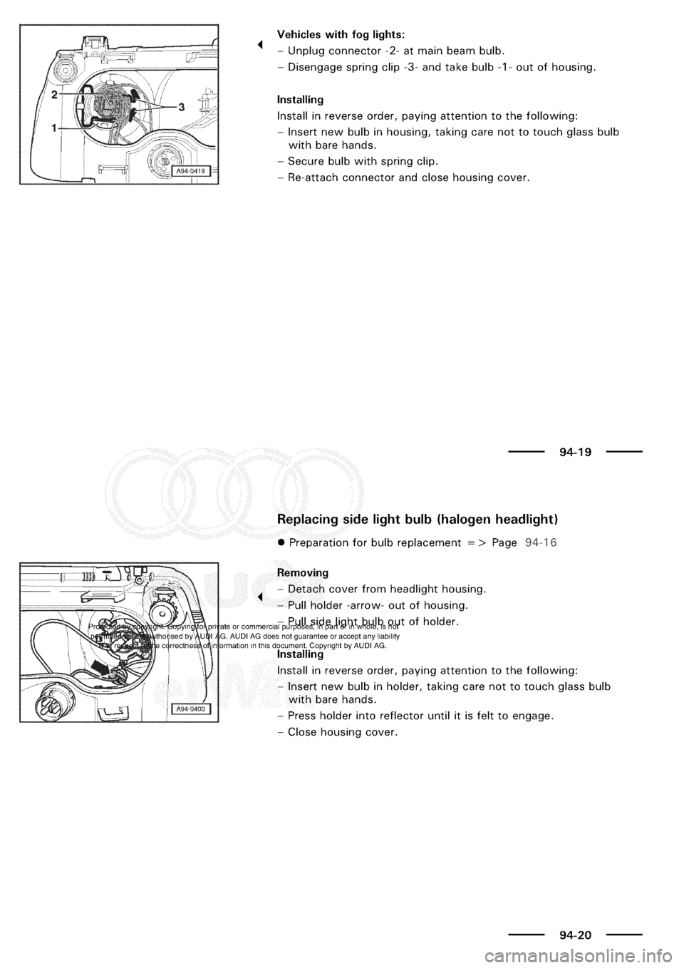 AUDI A3 1998 8L / 1.G Electrical System Workshop Manual 
