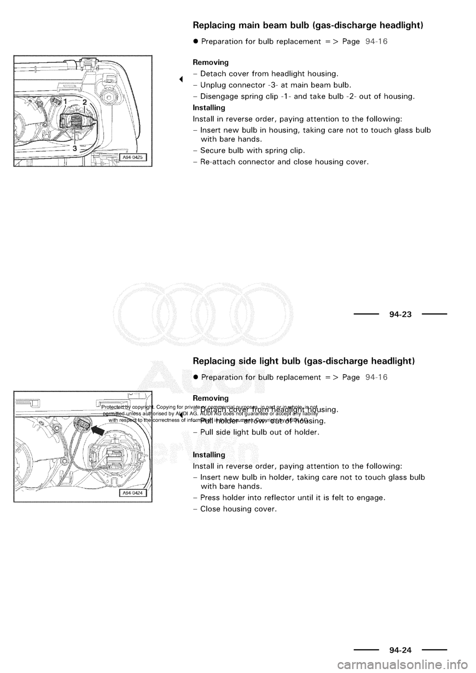 AUDI A3 1998 8L / 1.G Electrical System Workshop Manual 
