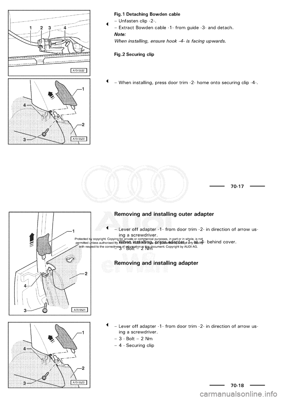 AUDI A3 1997 8L / 1.G General Body Assembly Interior Workshop Manual 