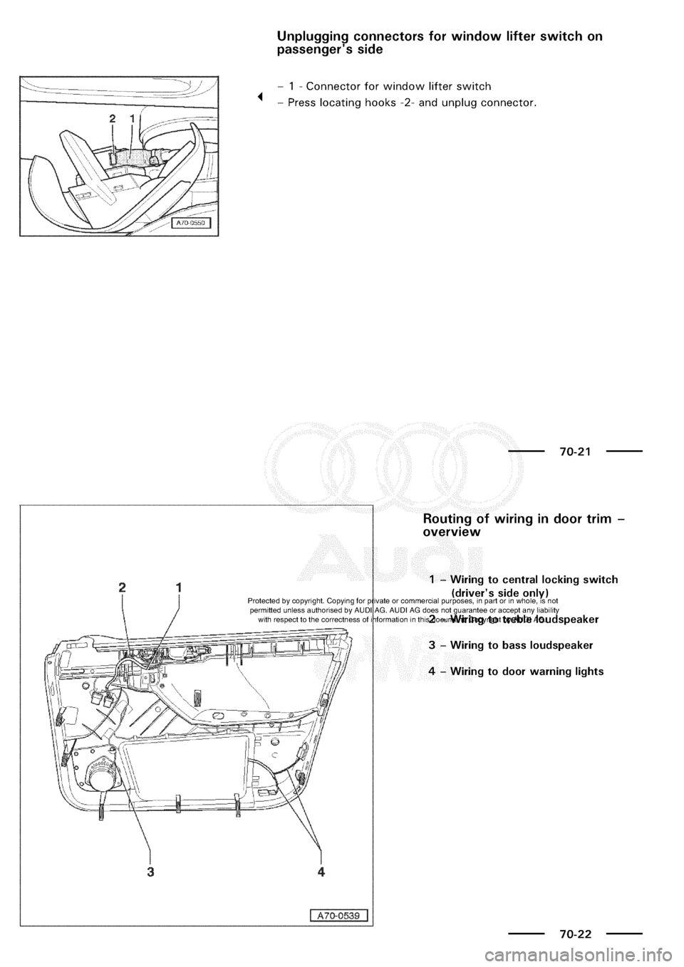 AUDI A3 1997 8L / 1.G General Body Assembly Interior Workshop Manual 