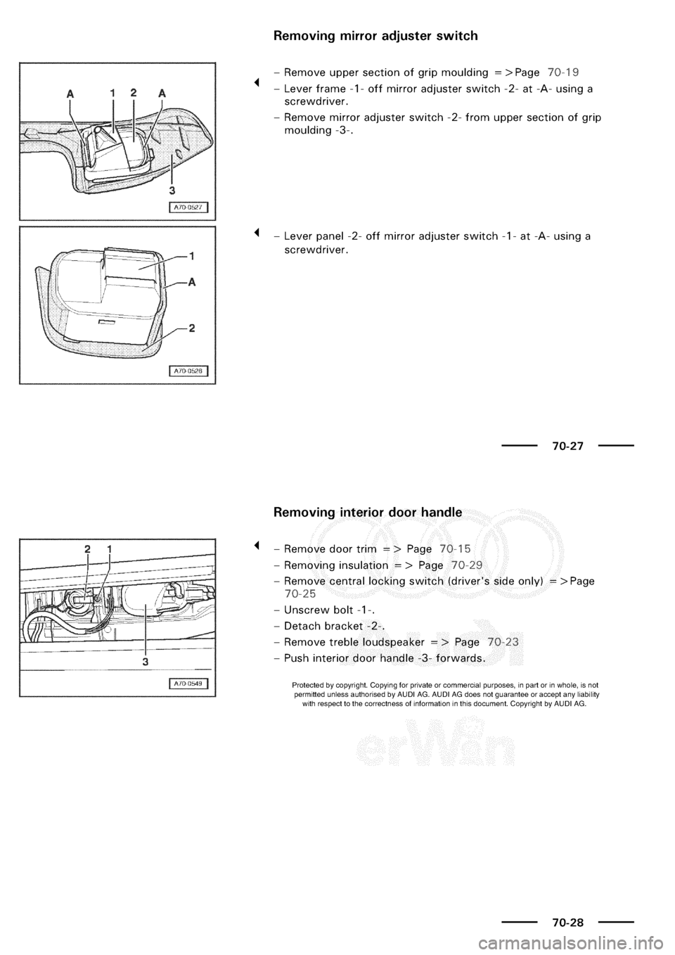 AUDI A3 1997 8L / 1.G General Body Assembly Interior Workshop Manual 