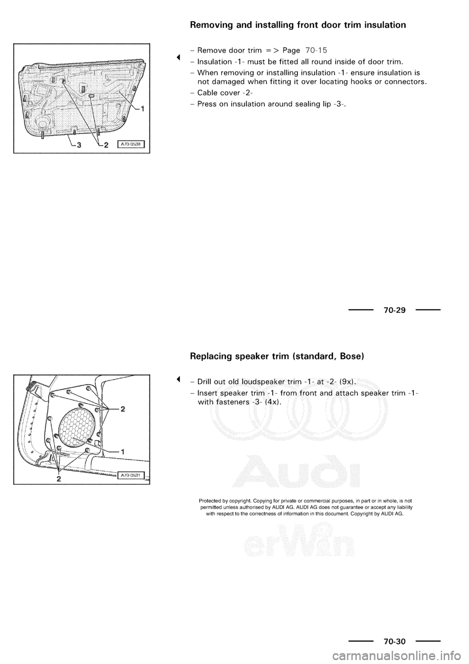 AUDI A3 1997 8L / 1.G General Body Assembly Interior Workshop Manual 