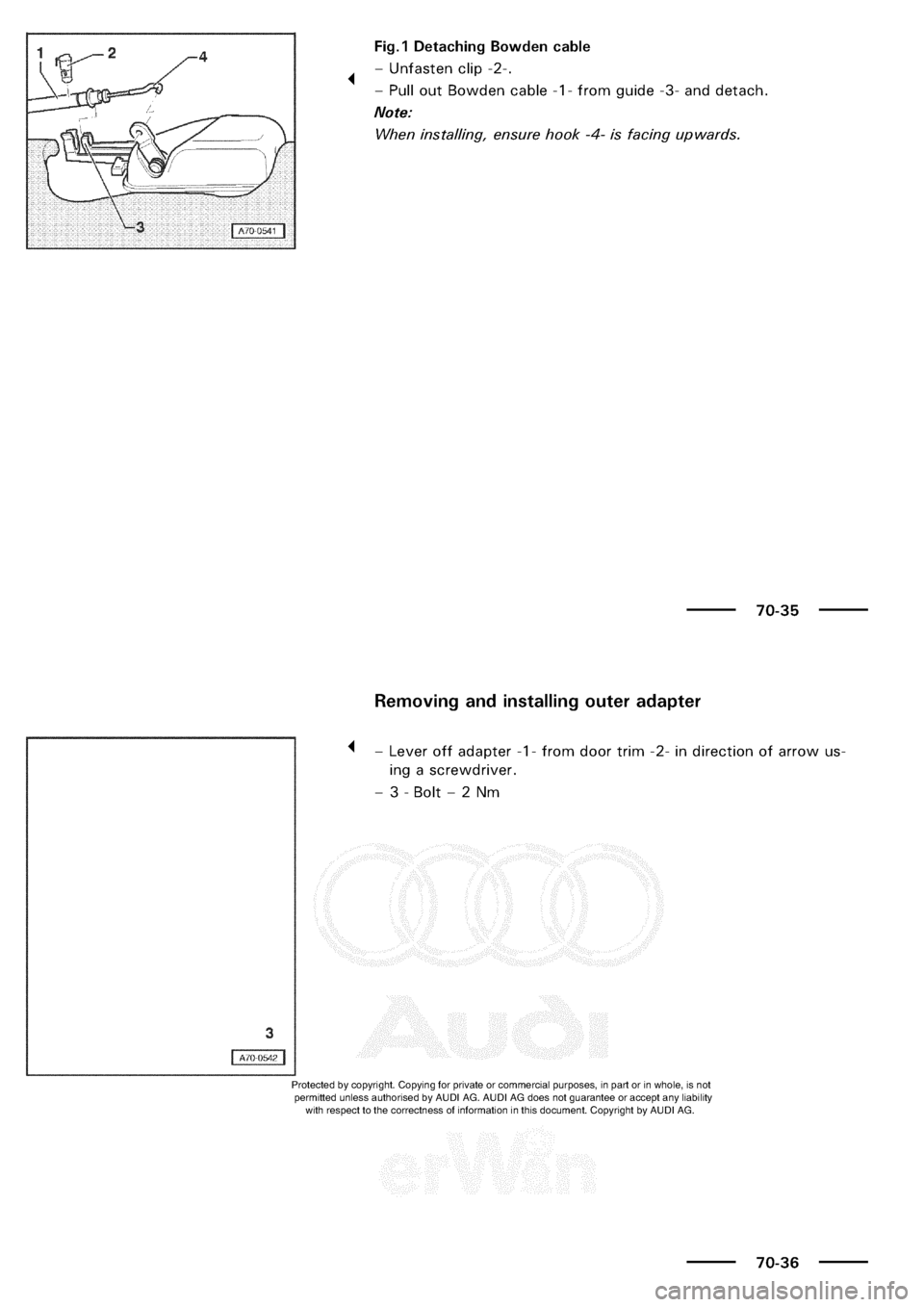 AUDI A3 1997 8L / 1.G General Body Assembly Interior Workshop Manual 