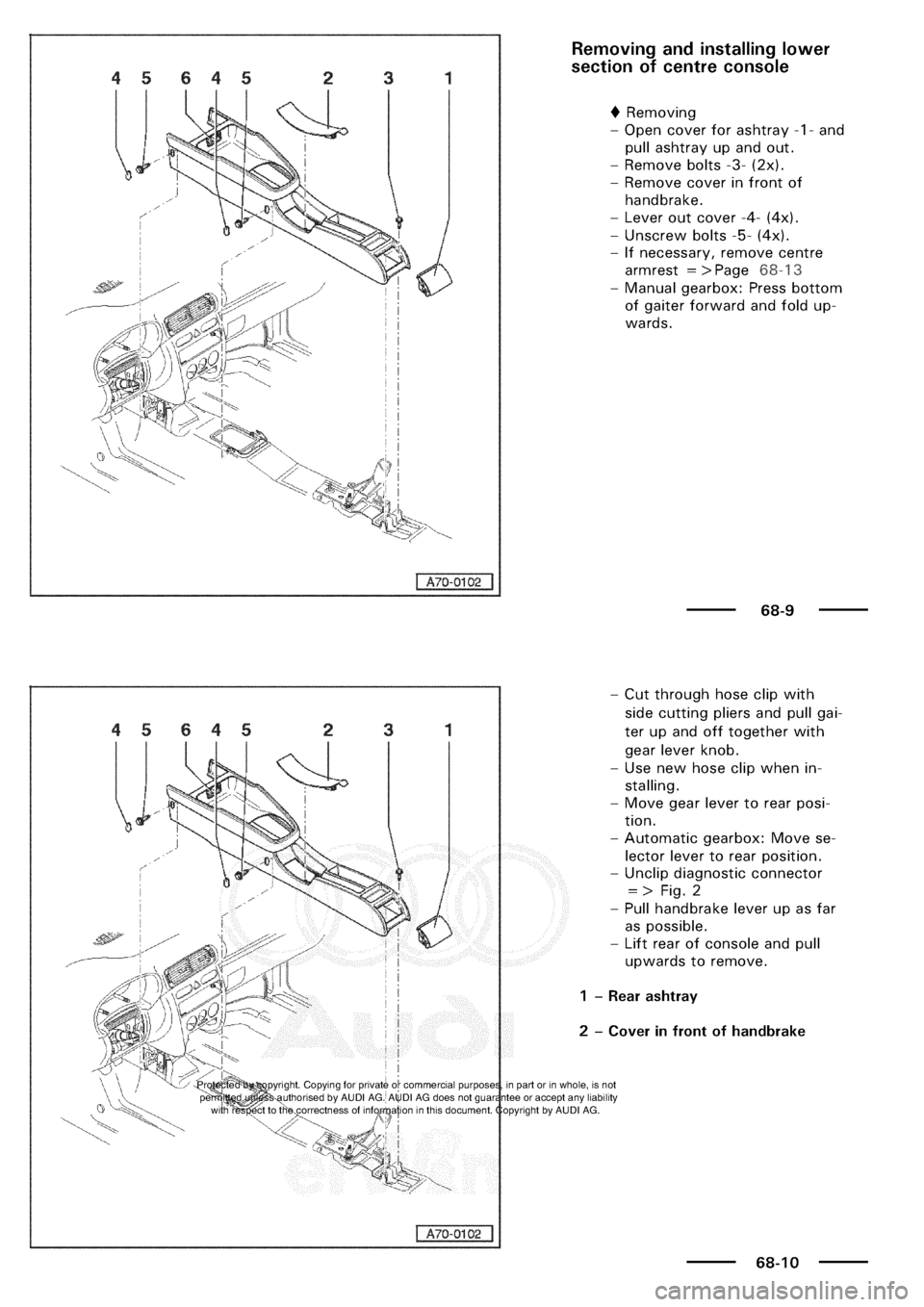 AUDI A3 2003 8L / 1.G General Body Assembly Interior Workshop Manual 