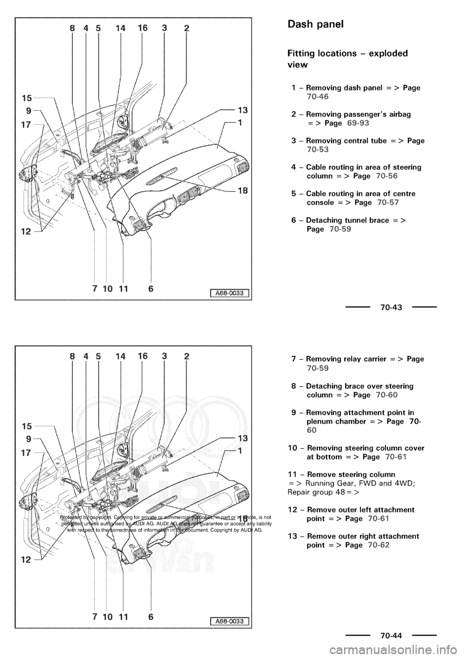 AUDI A3 1997 8L / 1.G General Body Assembly Interior Workshop Manual 