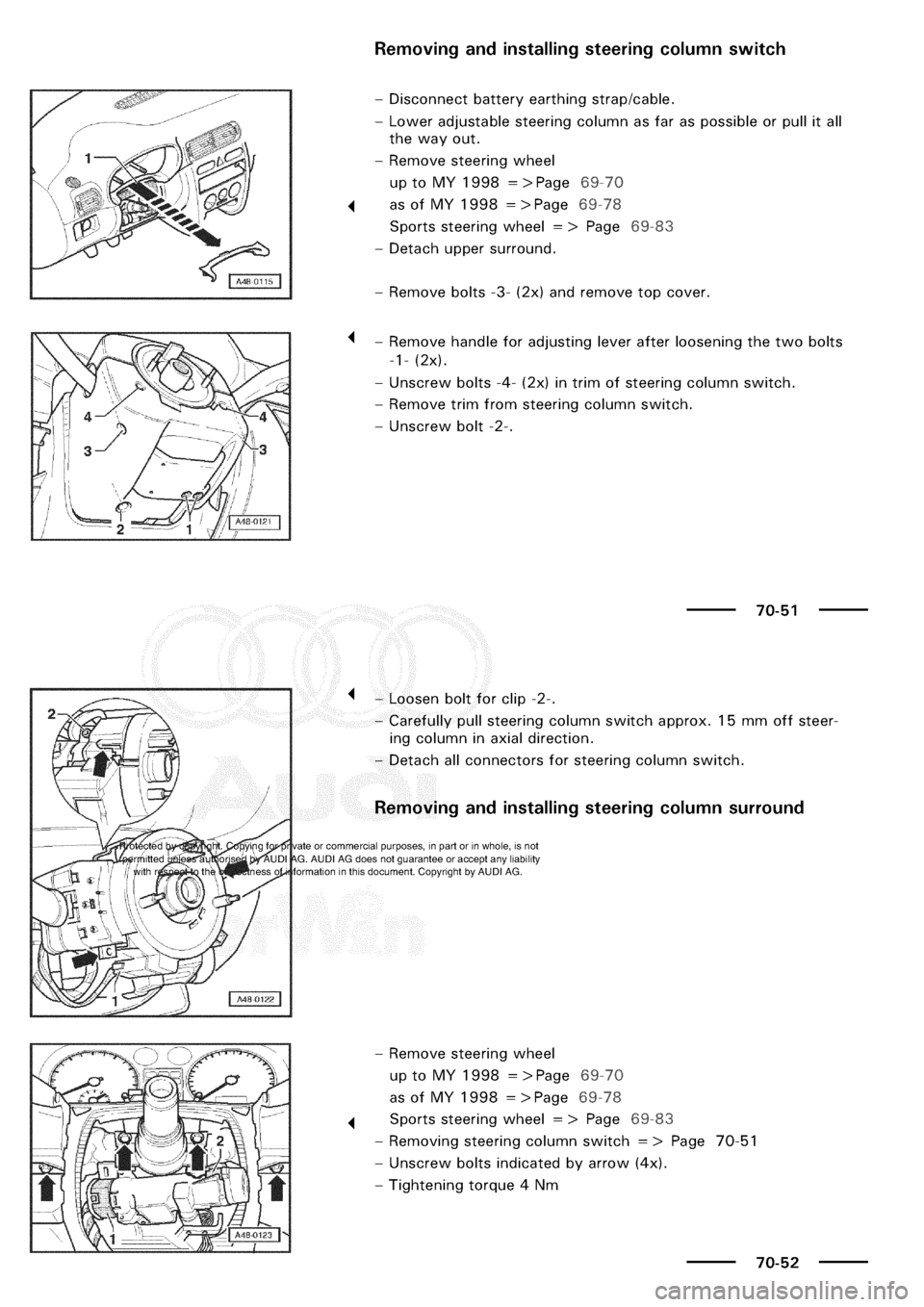 AUDI A3 1997 8L / 1.G General Body Assembly Interior Workshop Manual 