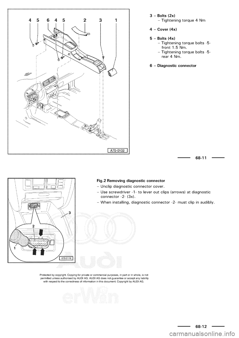 AUDI A3 2003 8L / 1.G General Body Assembly Interior Workshop Manual 