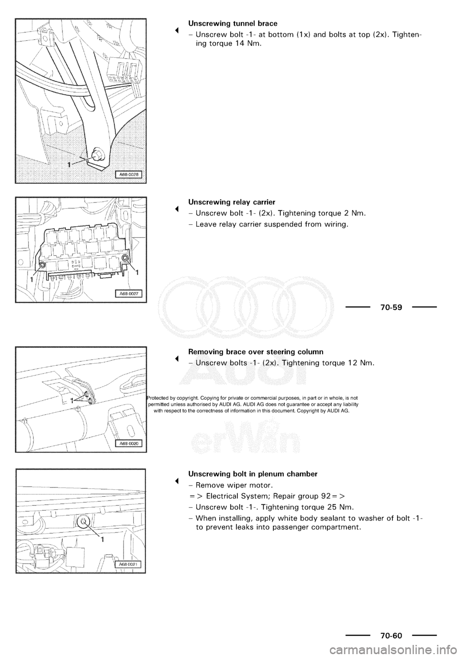 AUDI A3 1997 8L / 1.G General Body Assembly Interior Workshop Manual 
