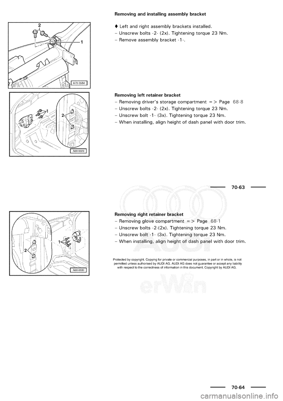 AUDI A3 1997 8L / 1.G General Body Assembly Interior Workshop Manual 