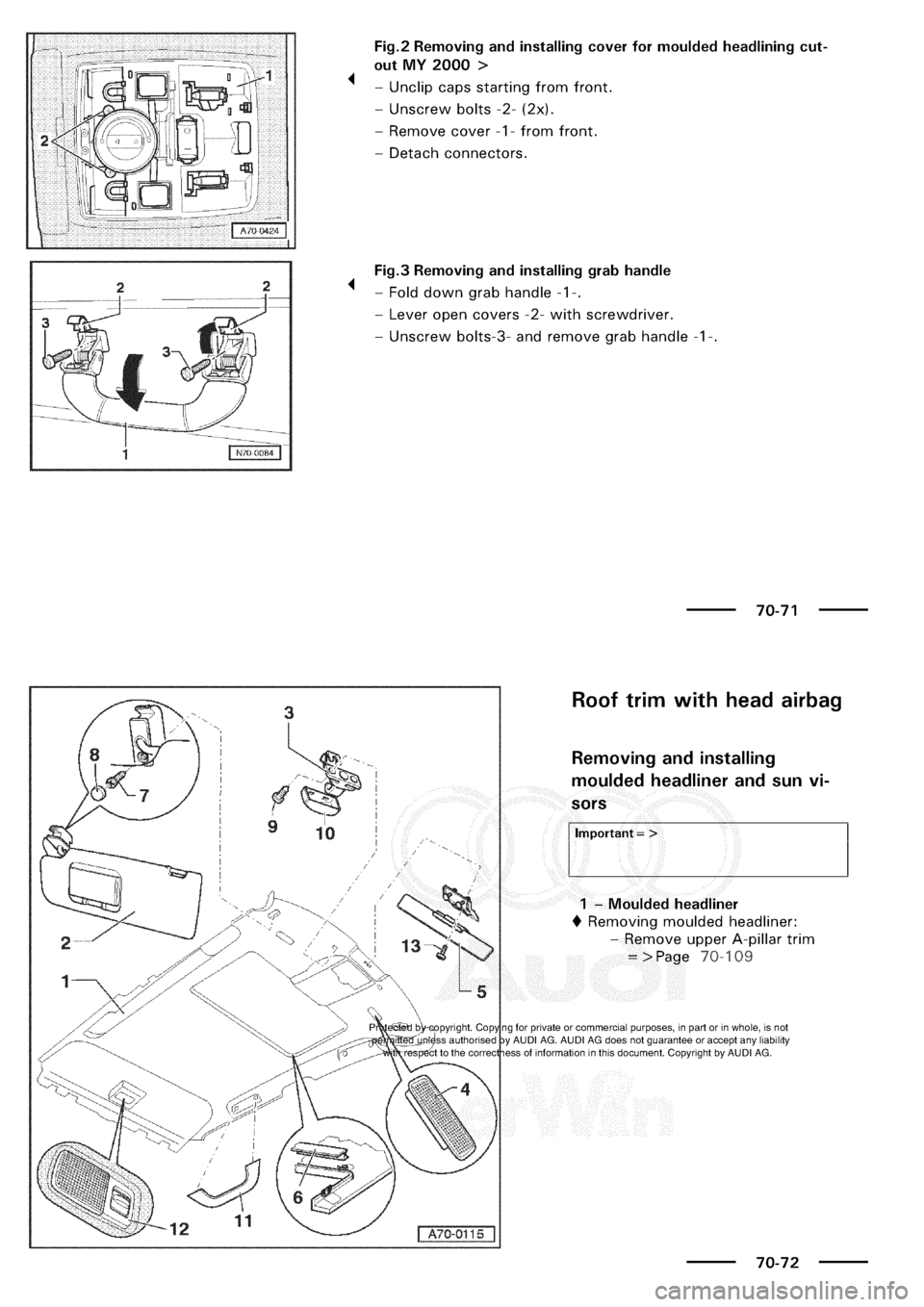 AUDI A3 1997 8L / 1.G General Body Assembly Interior Workshop Manual 