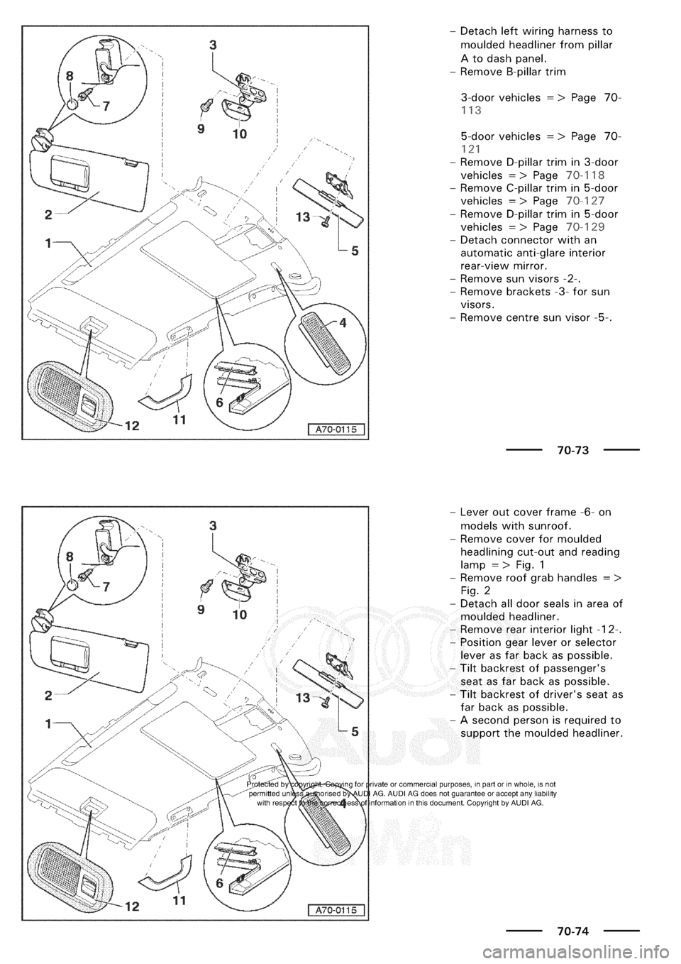 AUDI A3 1997 8L / 1.G General Body Assembly Interior Workshop Manual 