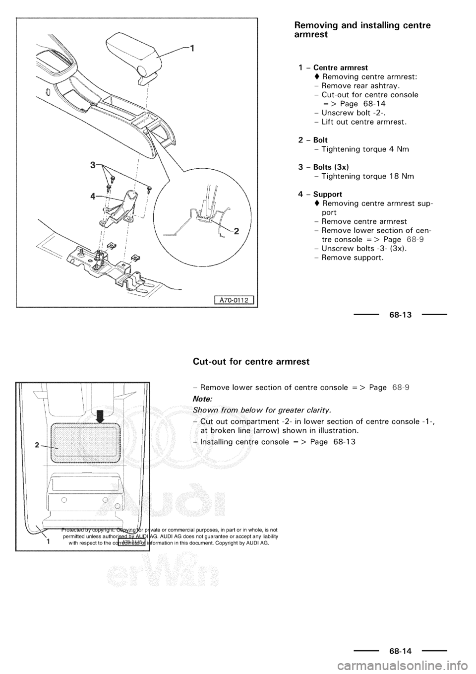 AUDI A3 2003 8L / 1.G General Body Assembly Interior Workshop Manual 