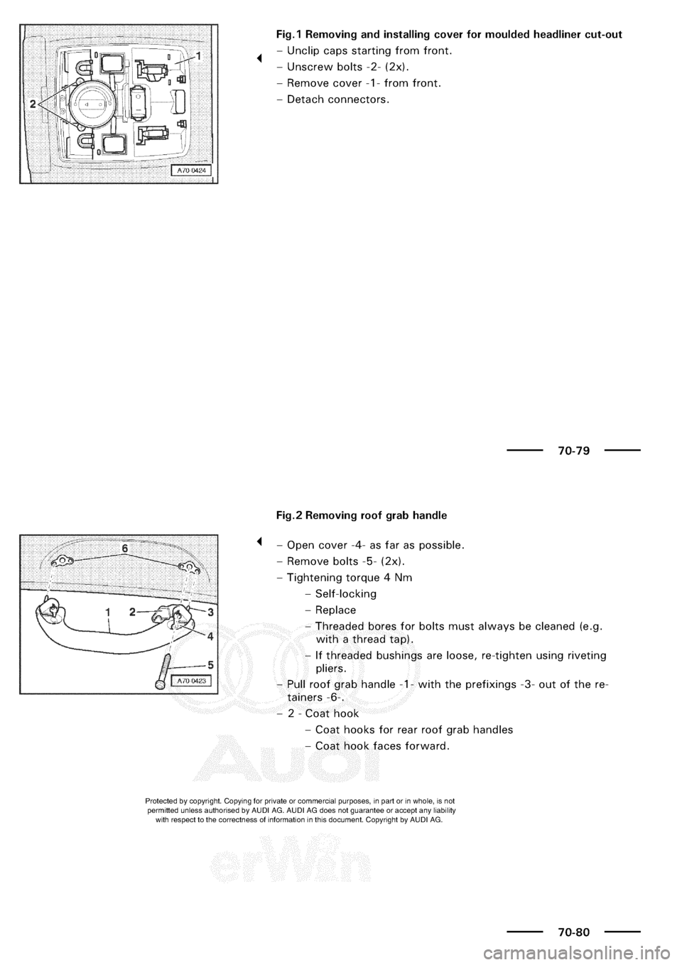 AUDI A3 1997 8L / 1.G General Body Assembly Interior Workshop Manual 