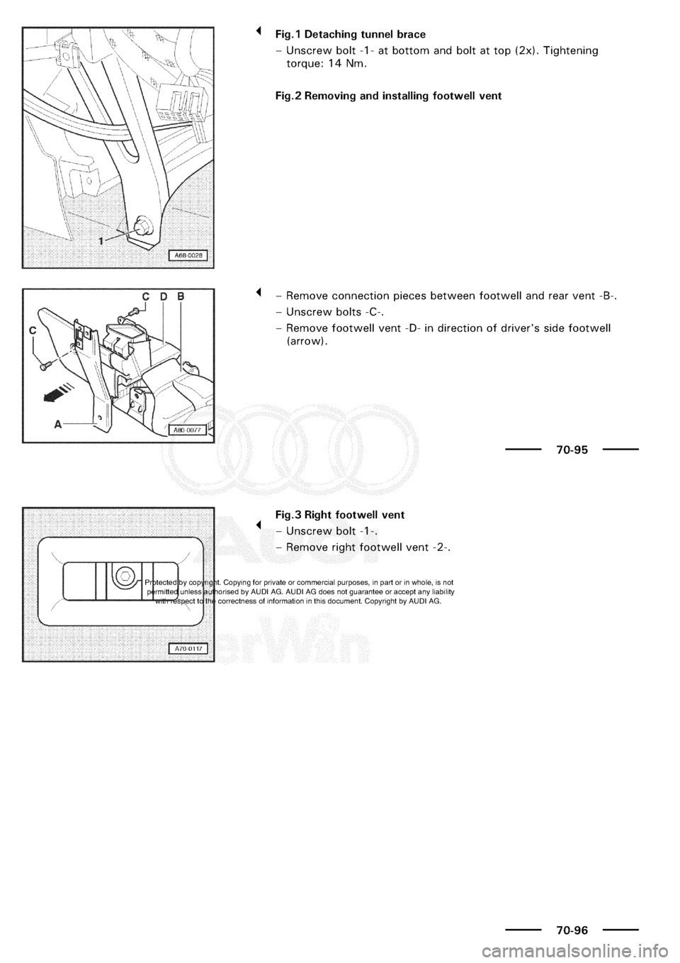 AUDI A3 1997 8L / 1.G General Body Assembly Interior Workshop Manual 