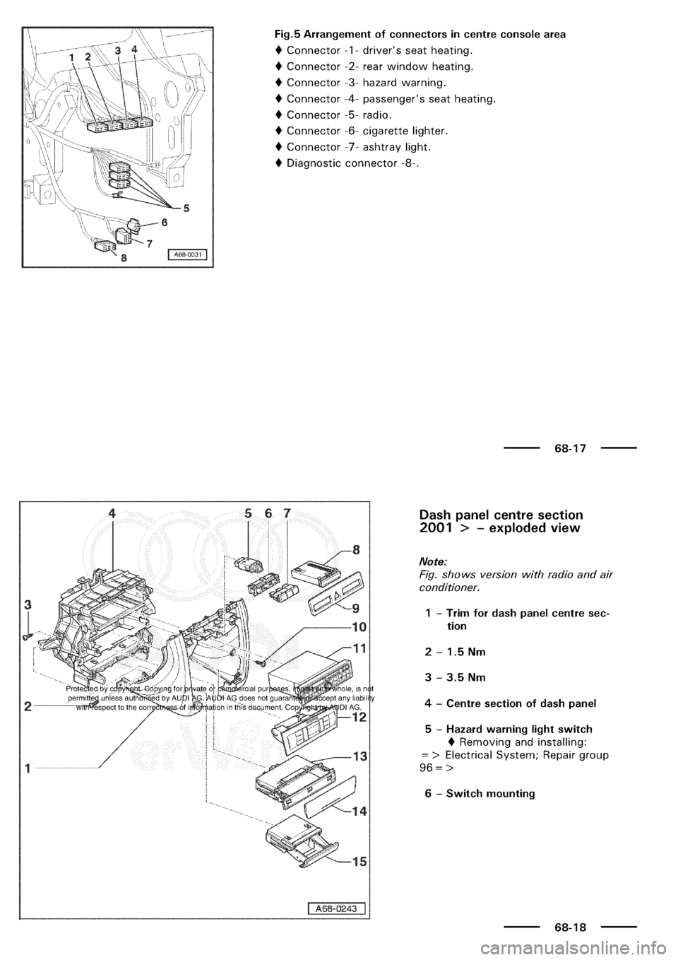 AUDI A3 2003 8L / 1.G General Body Assembly Interior Workshop Manual 