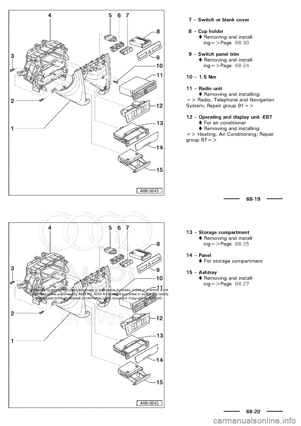AUDI A3 1997 8L / 1.G General Body Assembly Interior Workshop Manual 