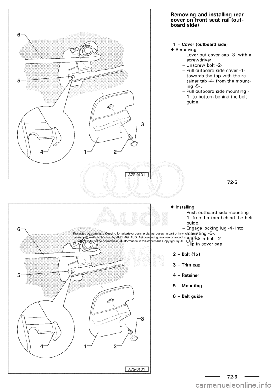 AUDI A3 1997 8L / 1.G General Body Assembly Interior Workshop Manual 