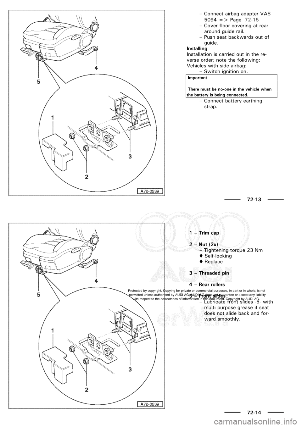 AUDI A3 1997 8L / 1.G General Body Assembly Interior Workshop Manual 
