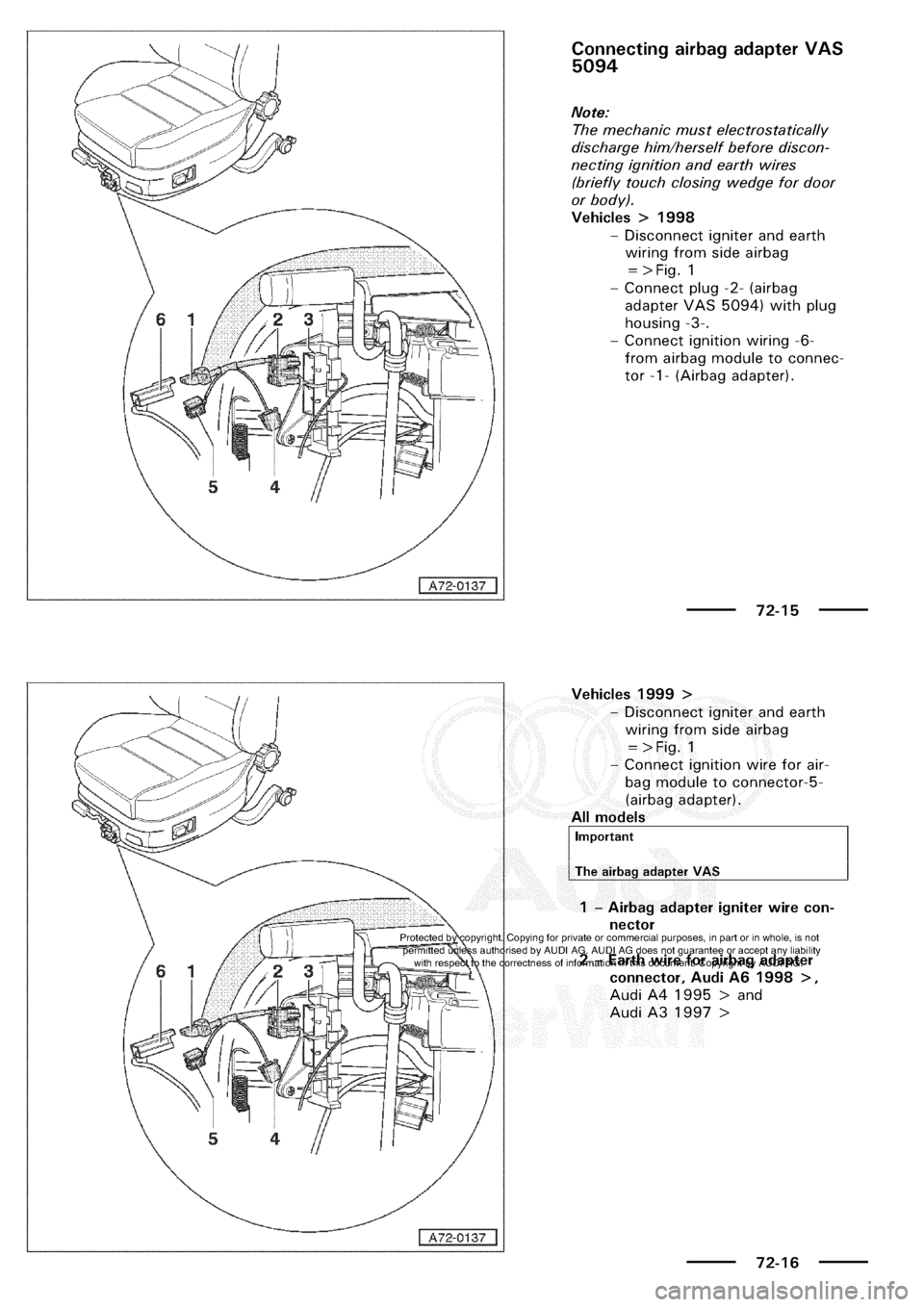 AUDI A3 1997 8L / 1.G General Body Assembly Interior Workshop Manual 