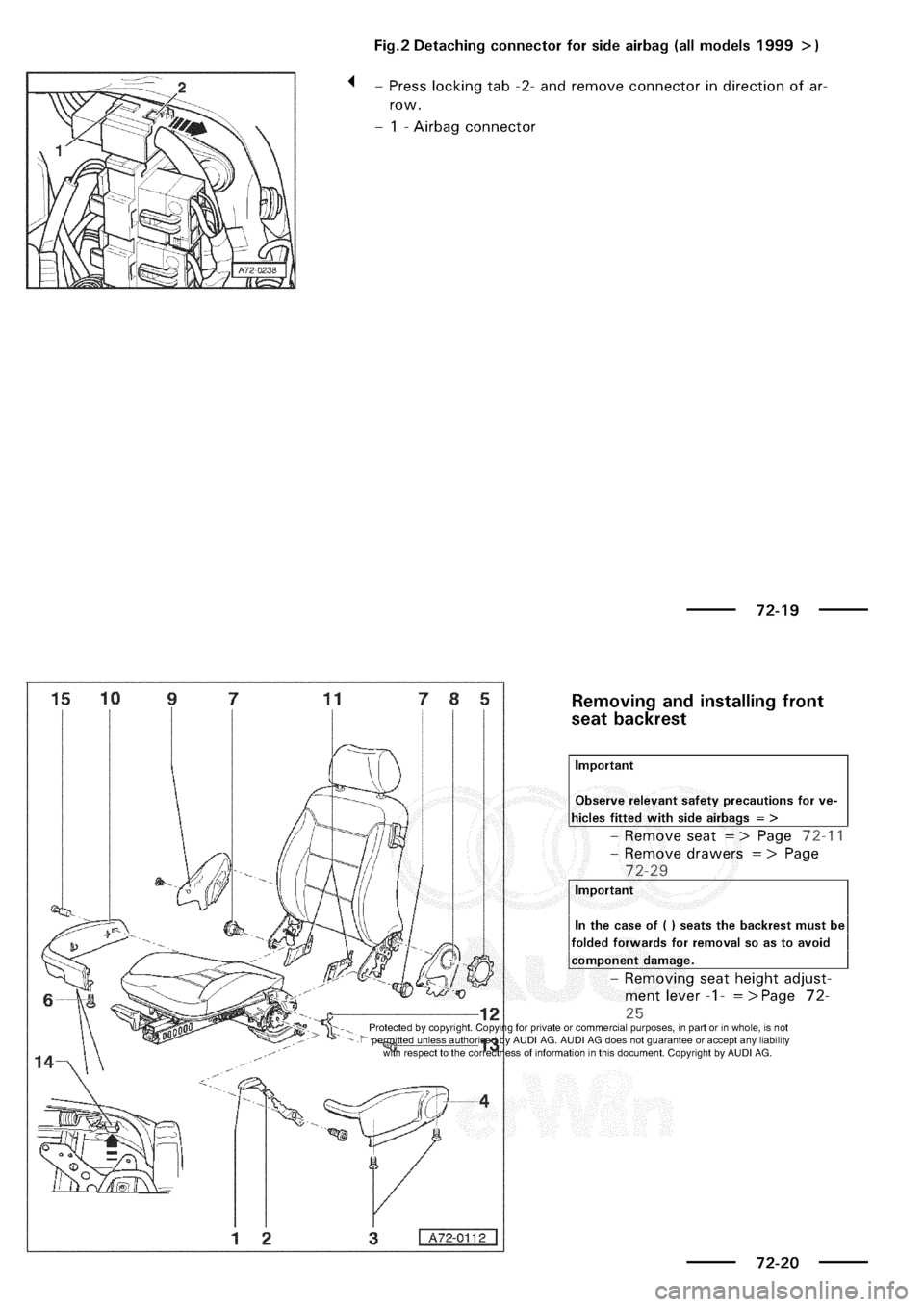 AUDI A3 1997 8L / 1.G General Body Assembly Interior Workshop Manual 