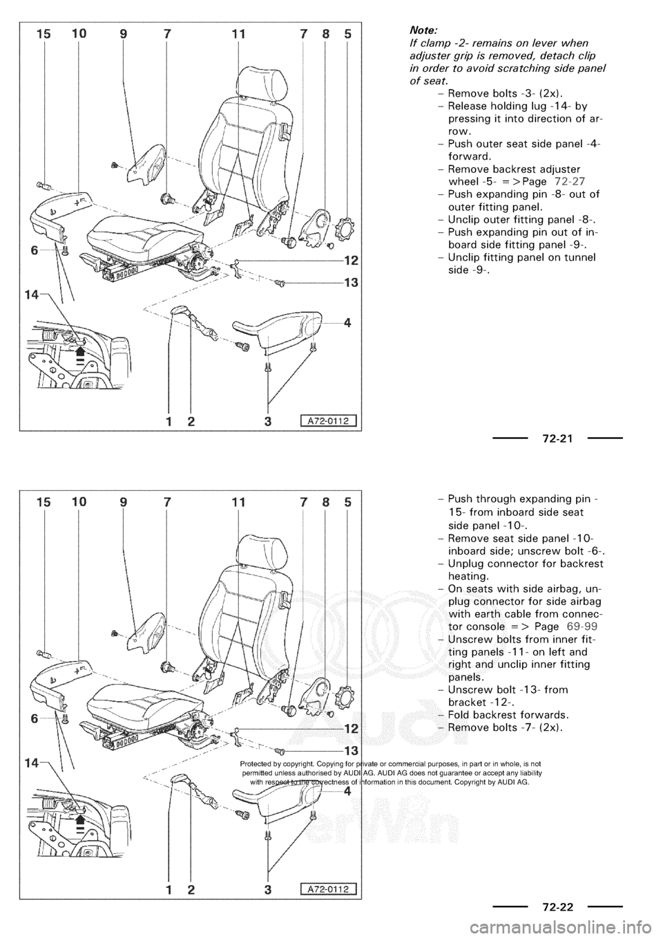AUDI A3 1997 8L / 1.G General Body Assembly Interior Workshop Manual 