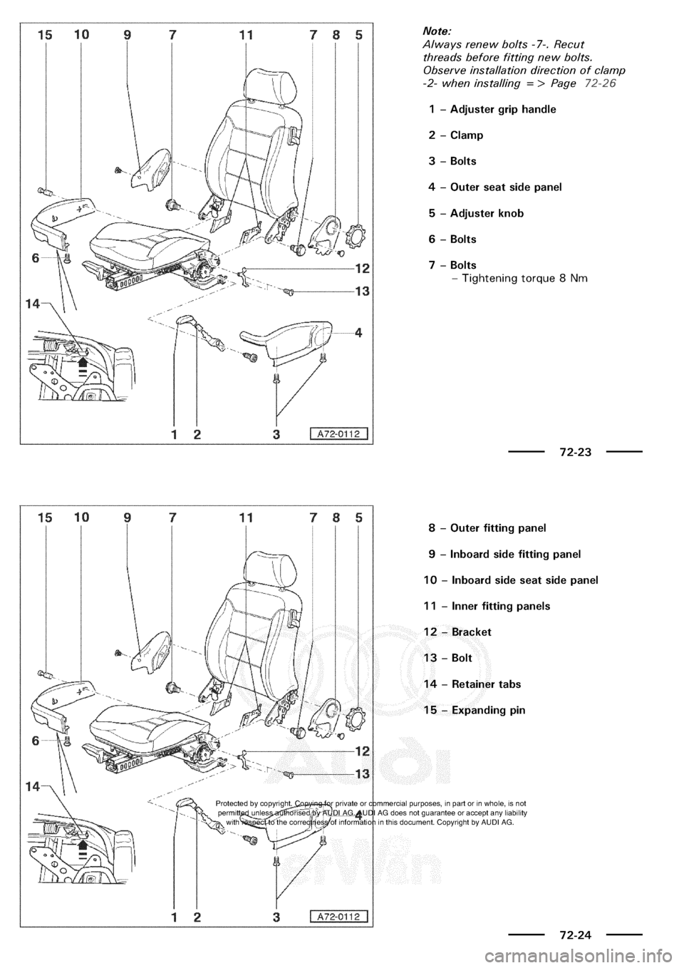 AUDI A3 1997 8L / 1.G General Body Assembly Interior Workshop Manual 