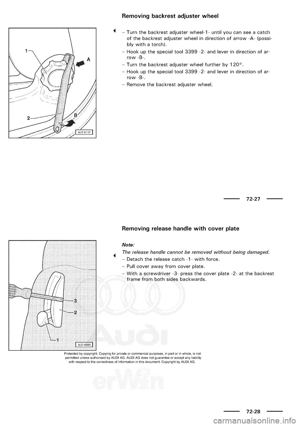 AUDI A3 1997 8L / 1.G General Body Assembly Interior Workshop Manual 